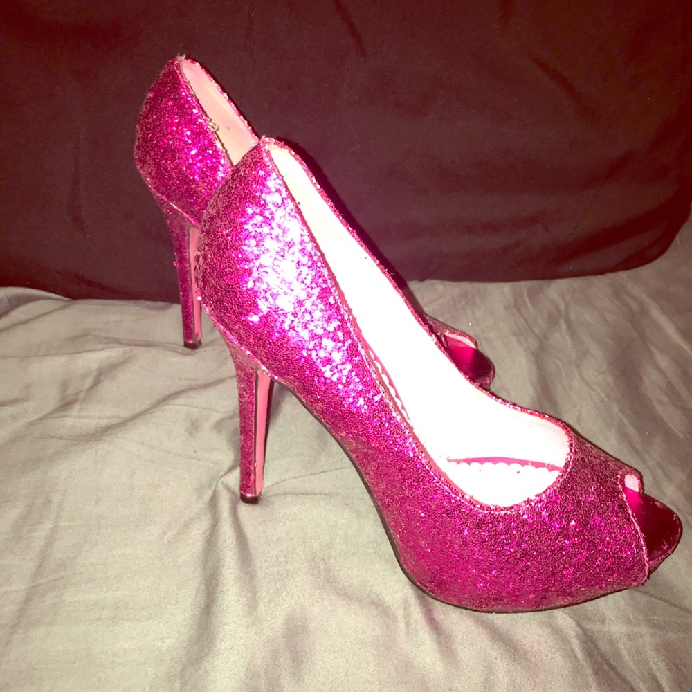 Attention Grabbing Hot Pink Sparkly Heels